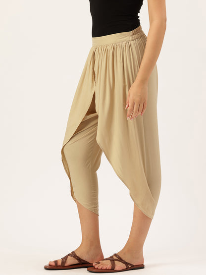 Beige Gathered Detail Dhotis