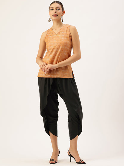 Black Gathered Detail Dhotis