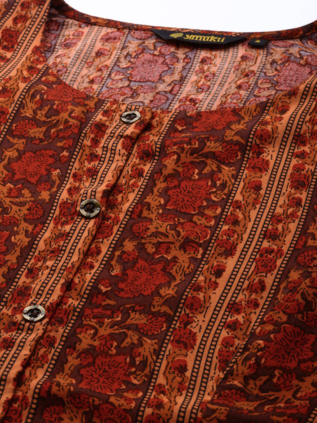 Orange Stripe Printed Kurta
