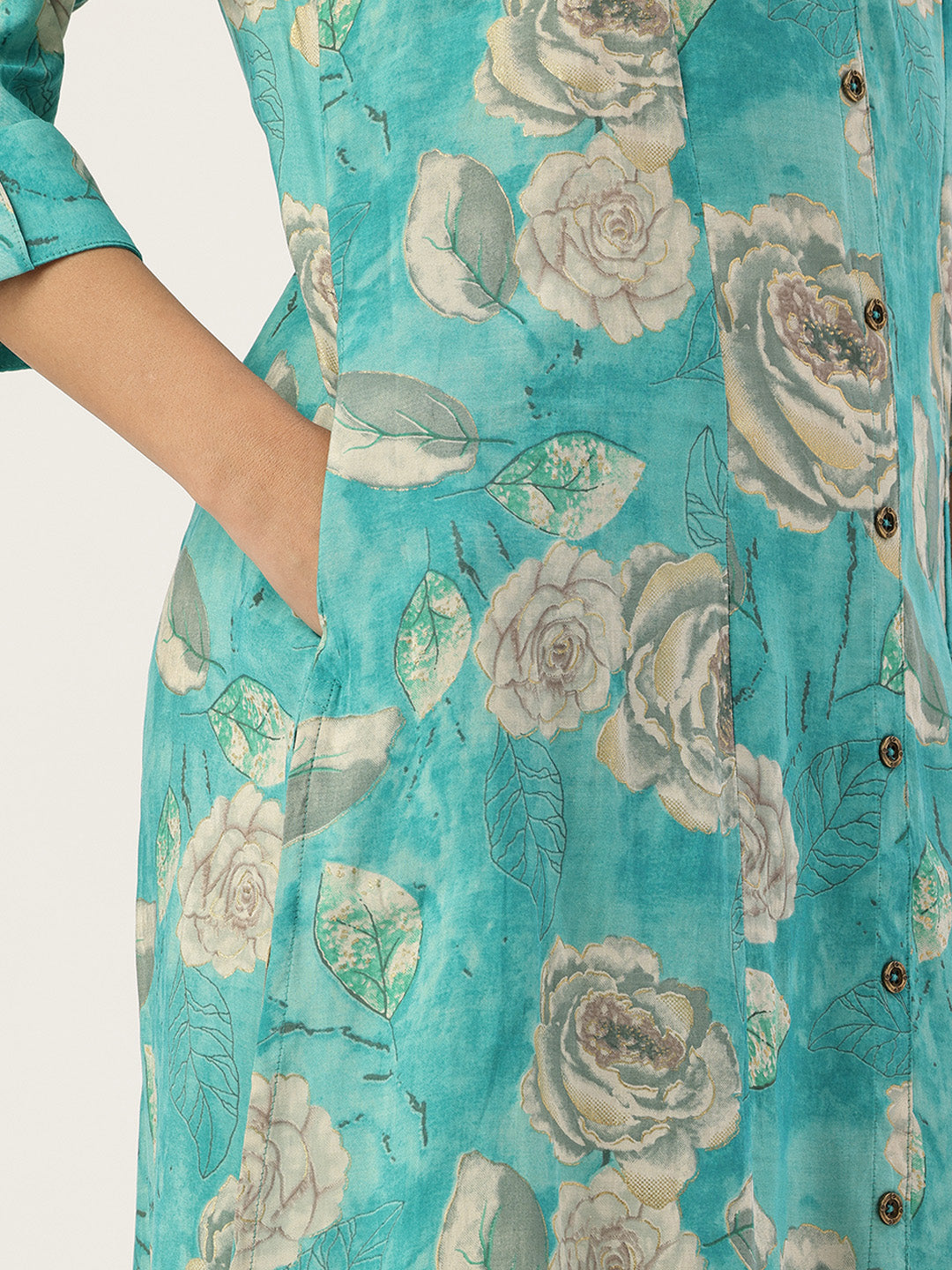 Blue Floral Printed Kurta