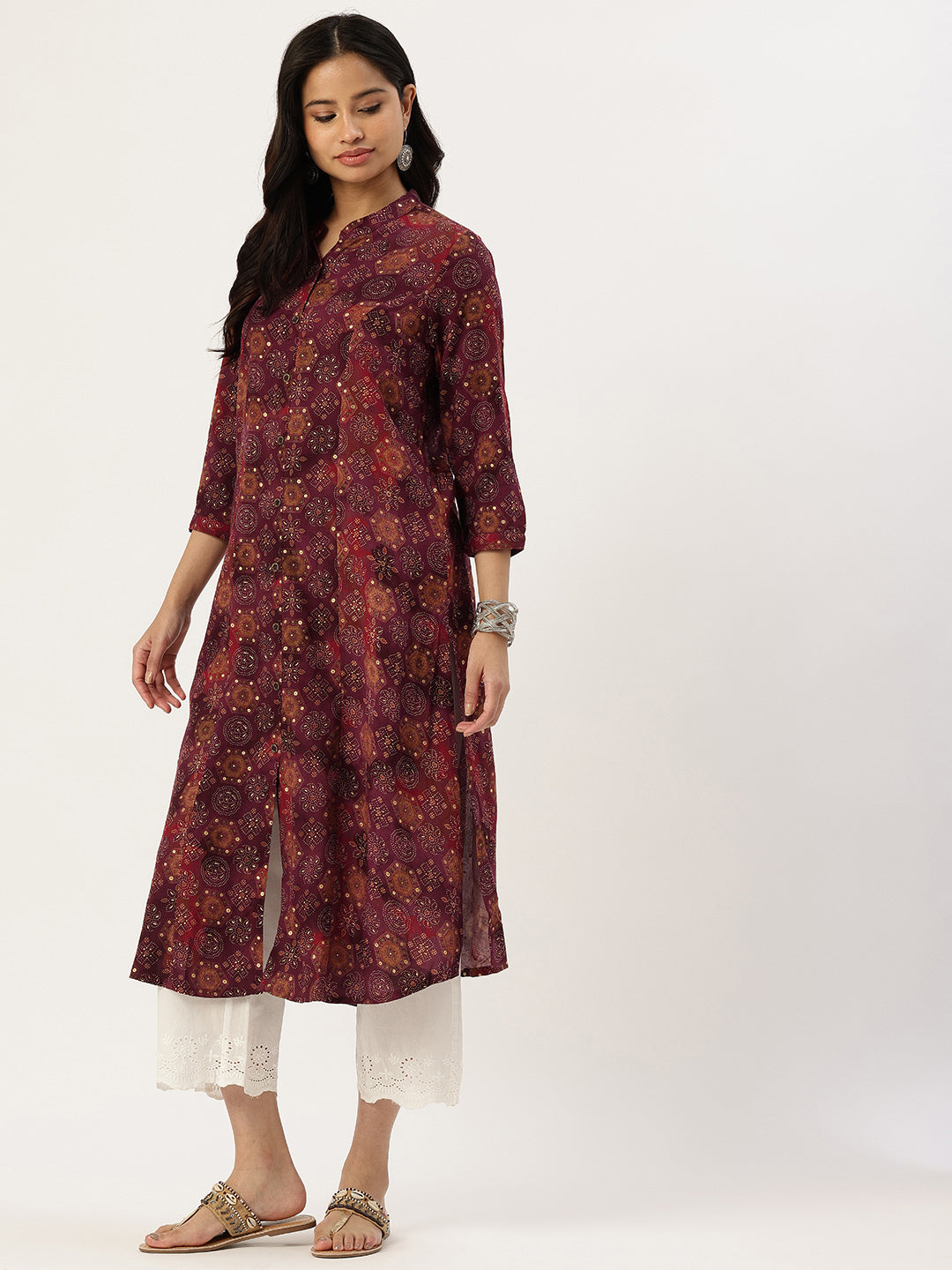 Red Geometric Printed Kurta