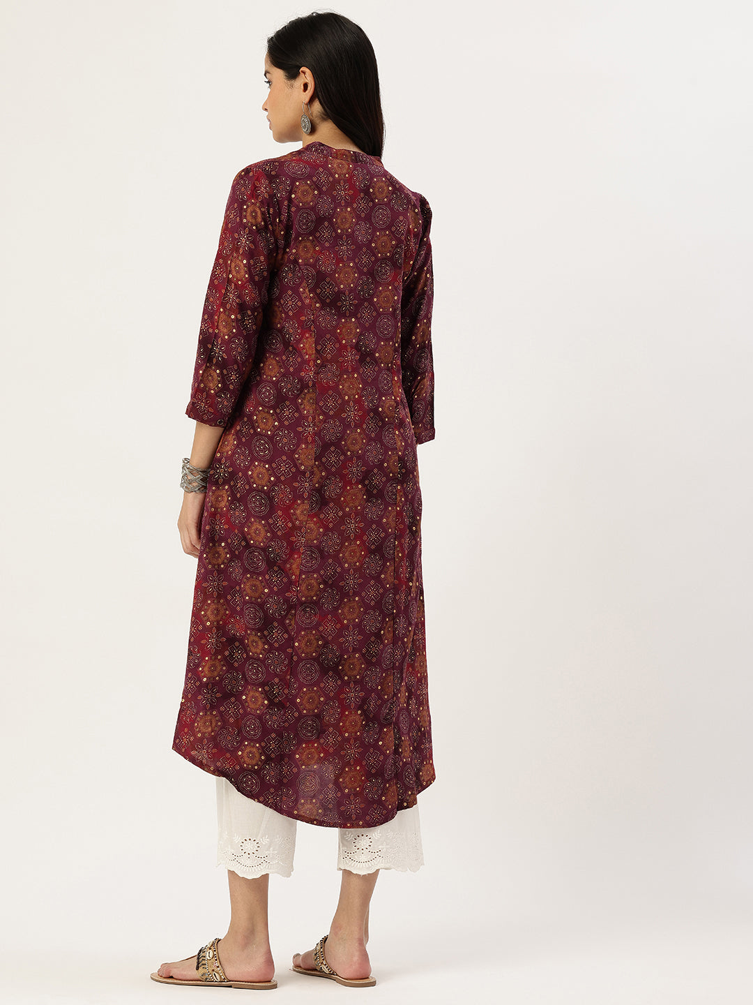 Red Geometric Printed Kurta