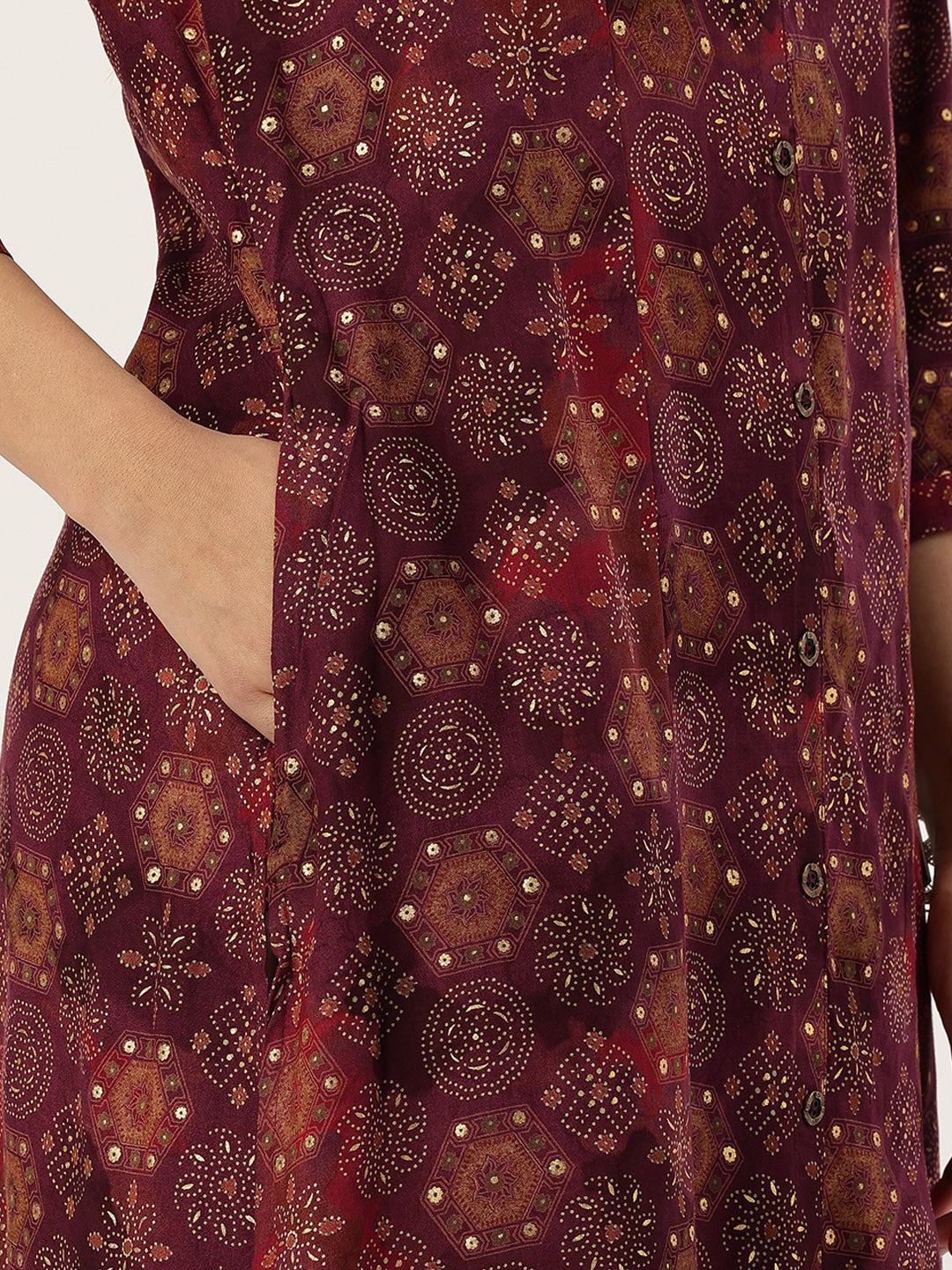 Red Geometric Printed Kurta