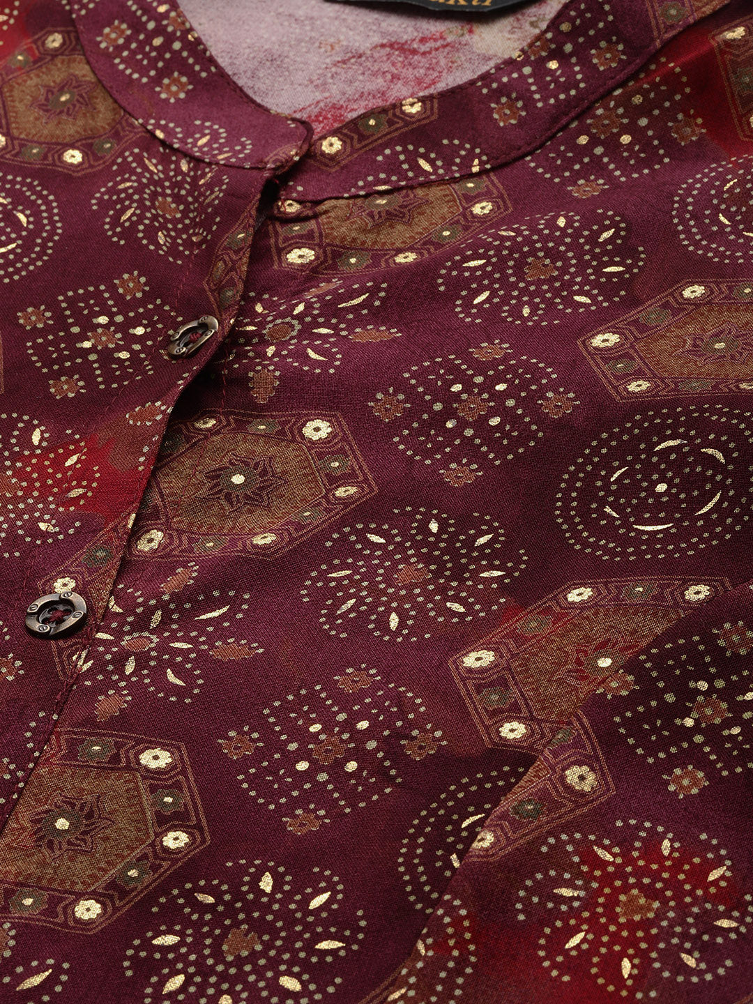 Red Geometric Printed Kurta