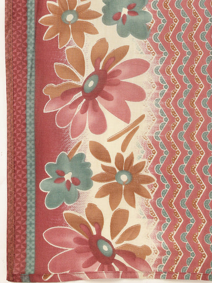 Pink Floral Printed Regular Kurta with Trouser & Dupatta, kurta set, Kurta with Trouser & Dupatta, floral printed kurta set