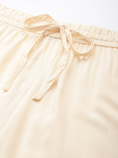 Beige Solid Pencil Pant