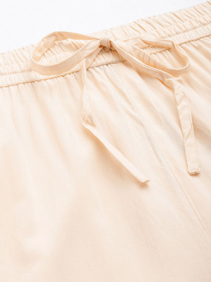 Beige Solid Pencil Pant