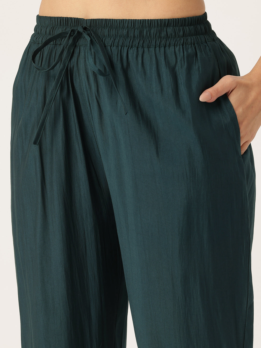 Teal Floral Printed Regular Kurta with Trouser & Dupatta