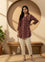 Wine Zig-Zag Print Tunic,  Zig-Zag Printed Tunic, printed tunic, mandarin collar Tunic, casual wear Tunic, women’s tunic, Office Wear Tunic
