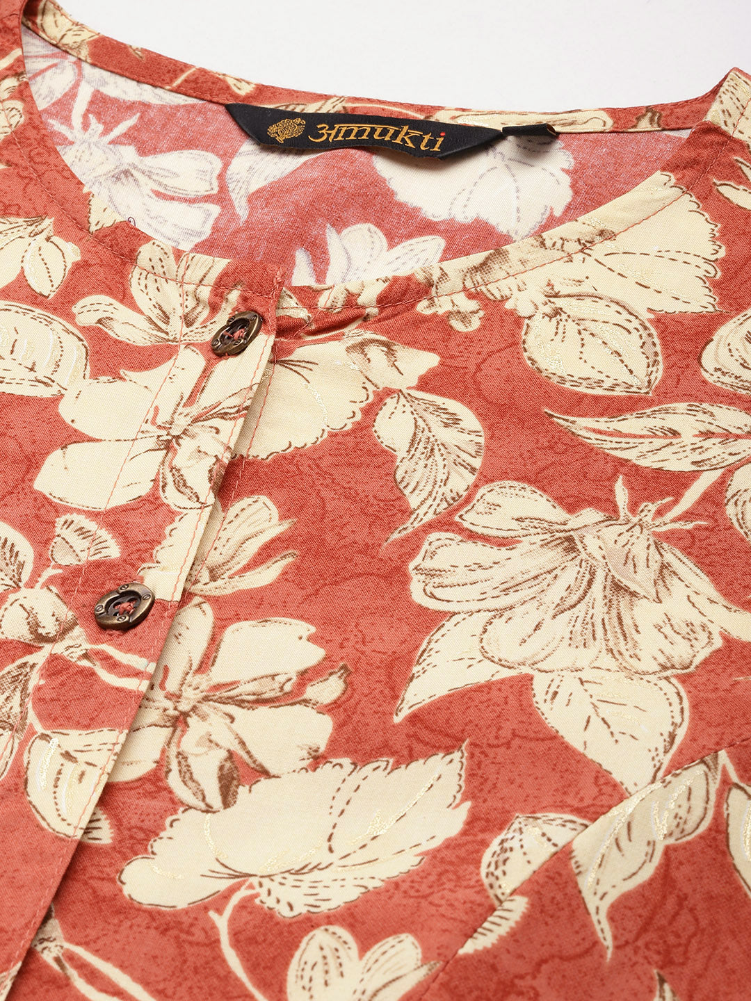 Red Floral Printed Kurta