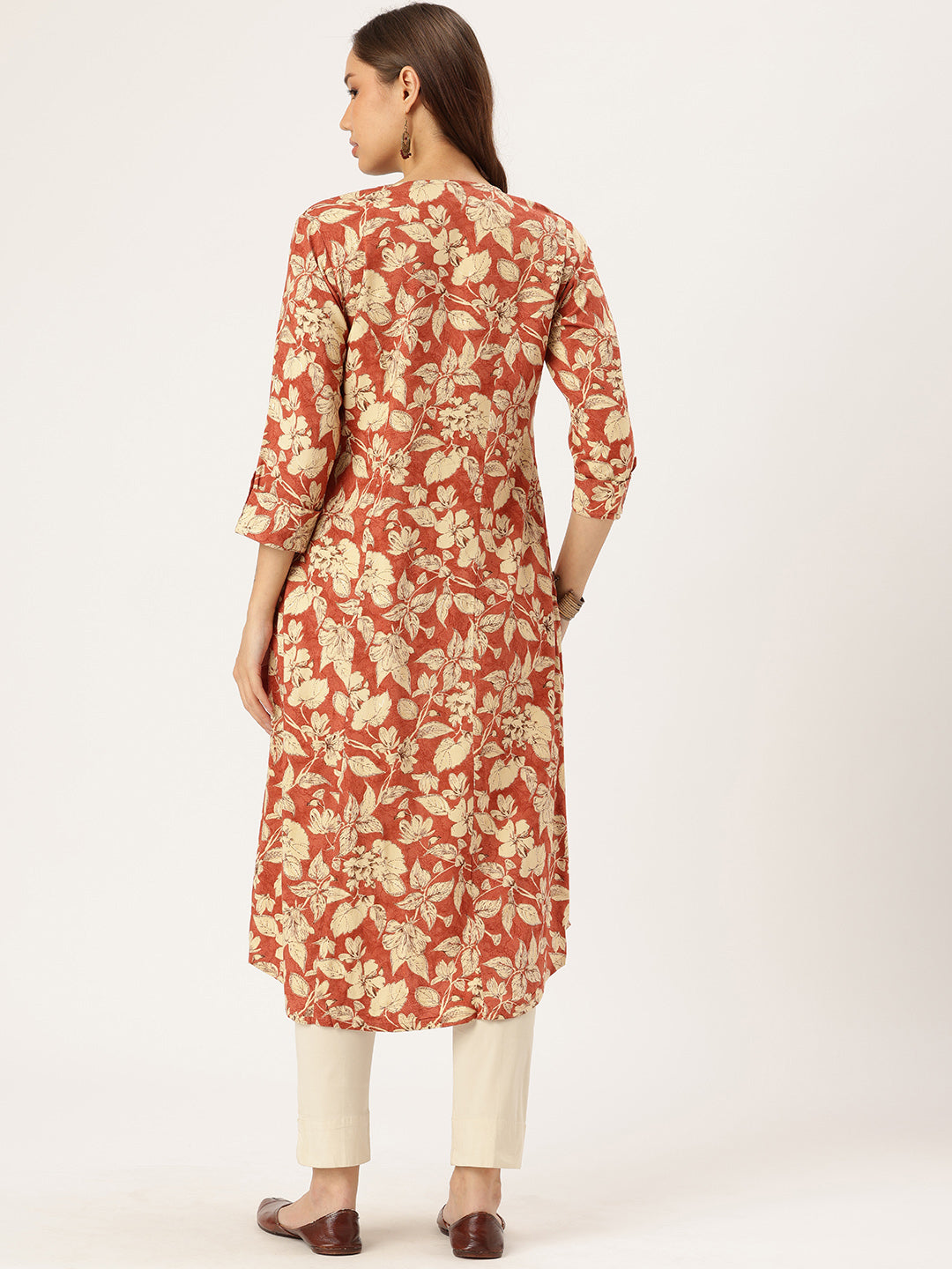 Red Floral Printed Kurta
