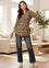 Brown Floral Printed Mandarin Collar Tunic, Floral Printed Tunic, printed tunic, mandarin collar Tunic, casual wear Tunic, women’s tunic, Office Wear Tunic
