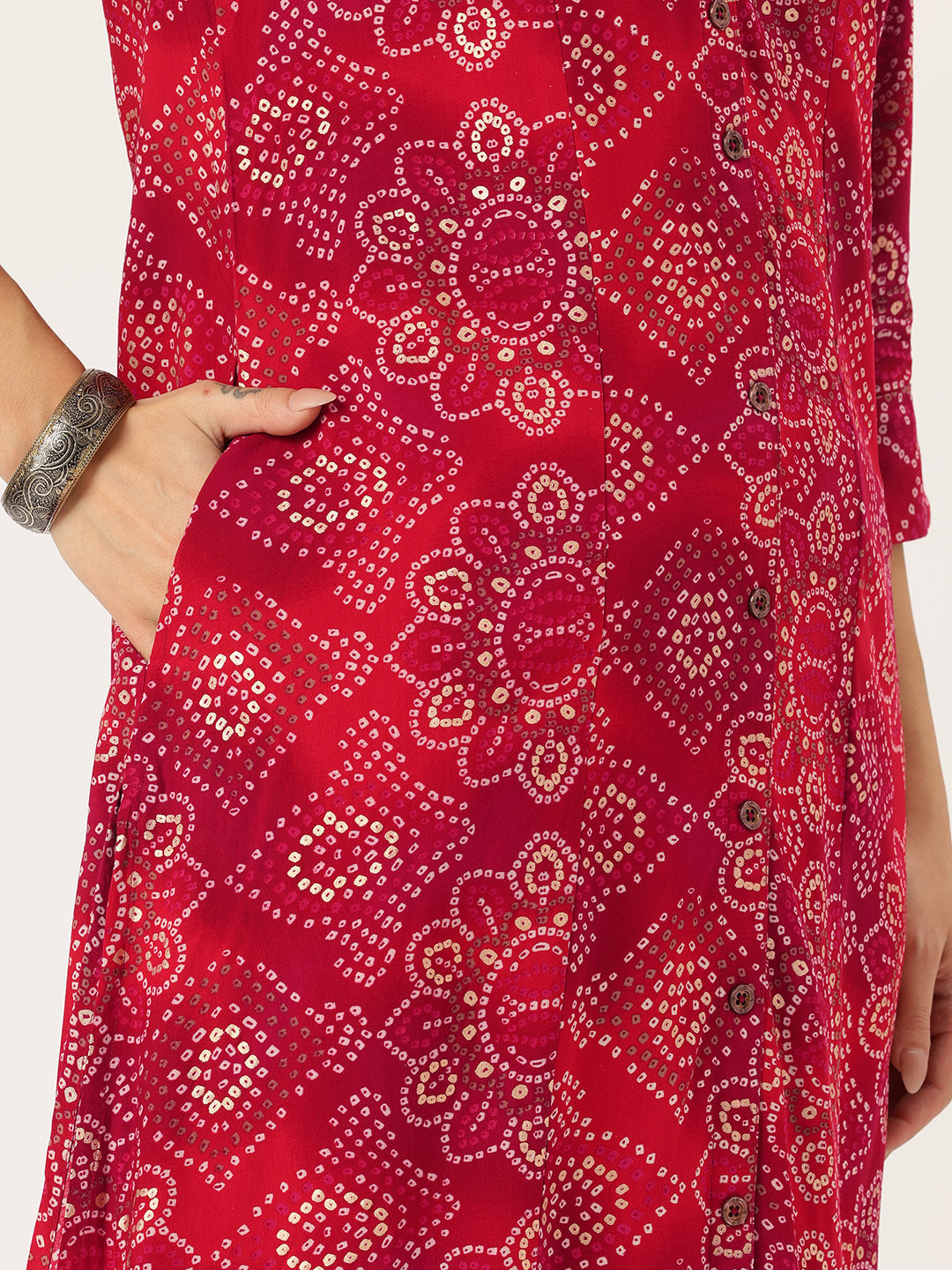 Red Floral Printed Kurta