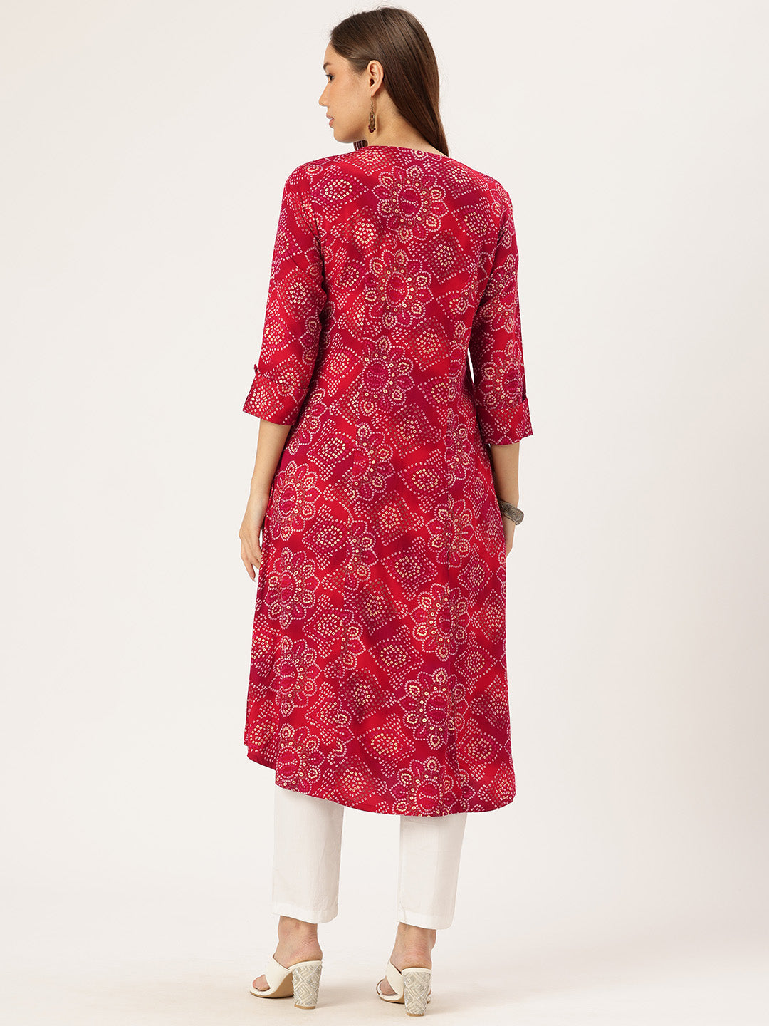 Red Floral Printed Kurta