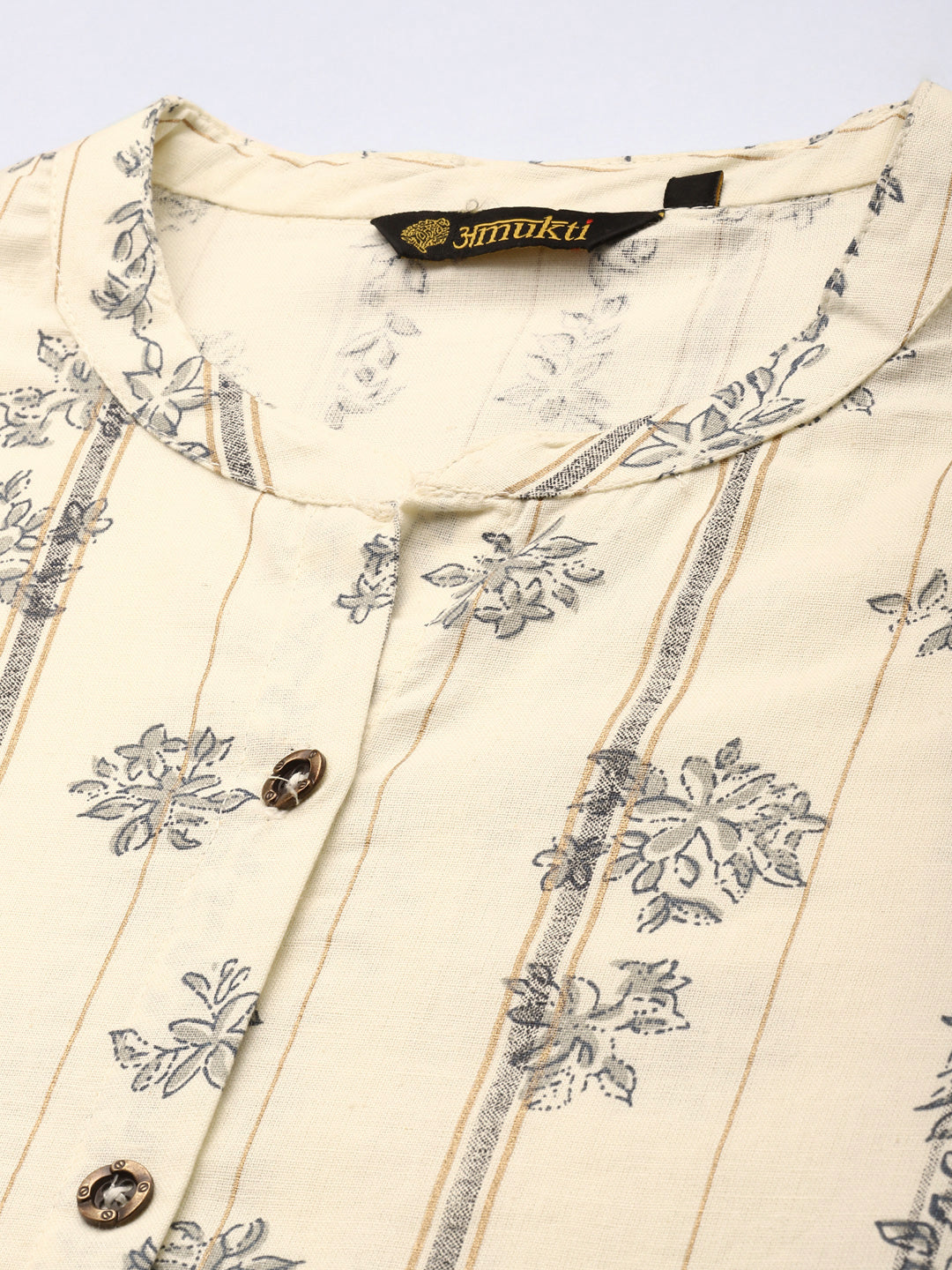 White Stripe Printed A Line Kurta