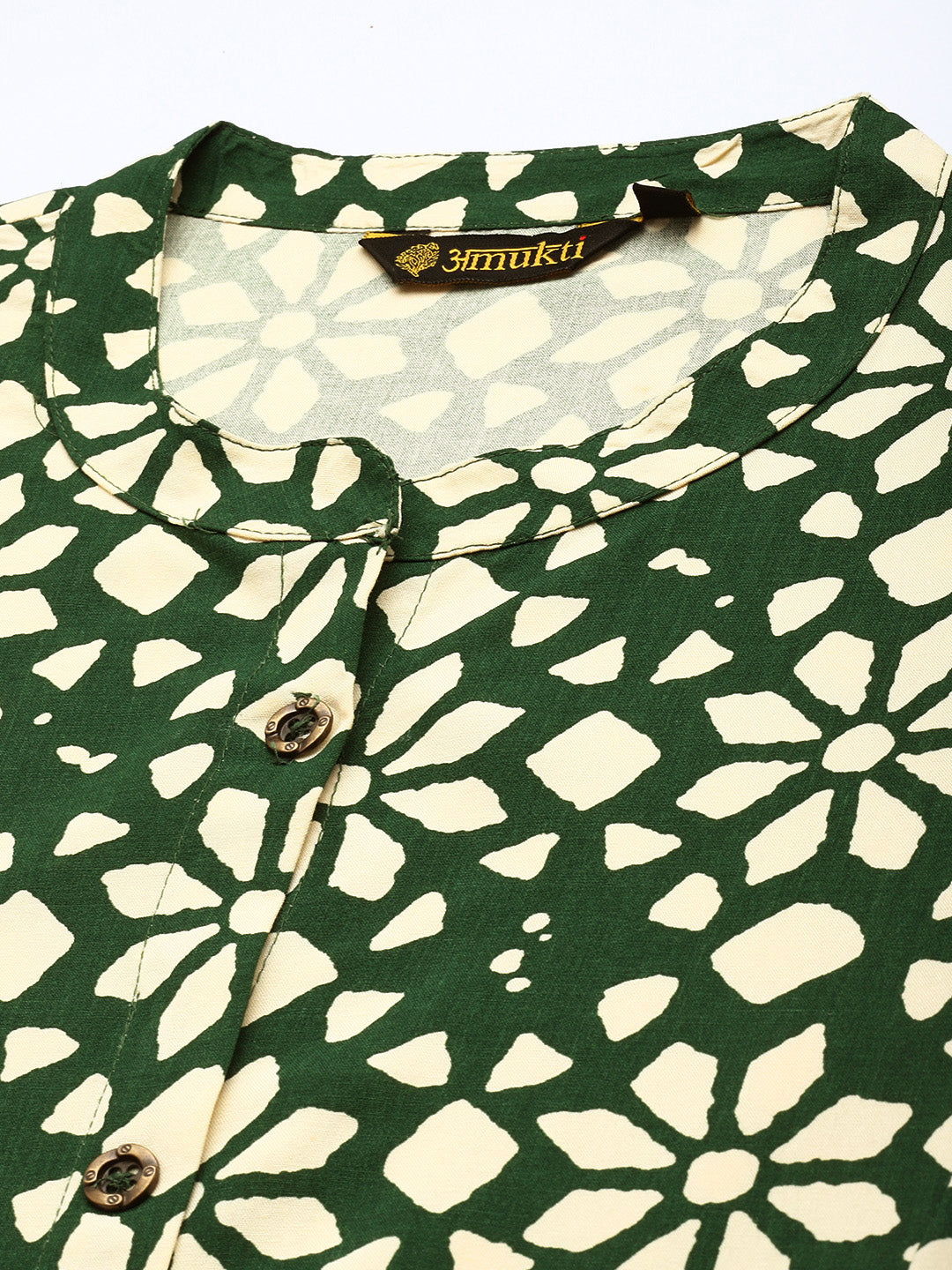 Green Floral Printed Kurta, Princess Cur Kurta, A-Line Kurta, Floral Print, Mandarin Collar kurta, printed kurta