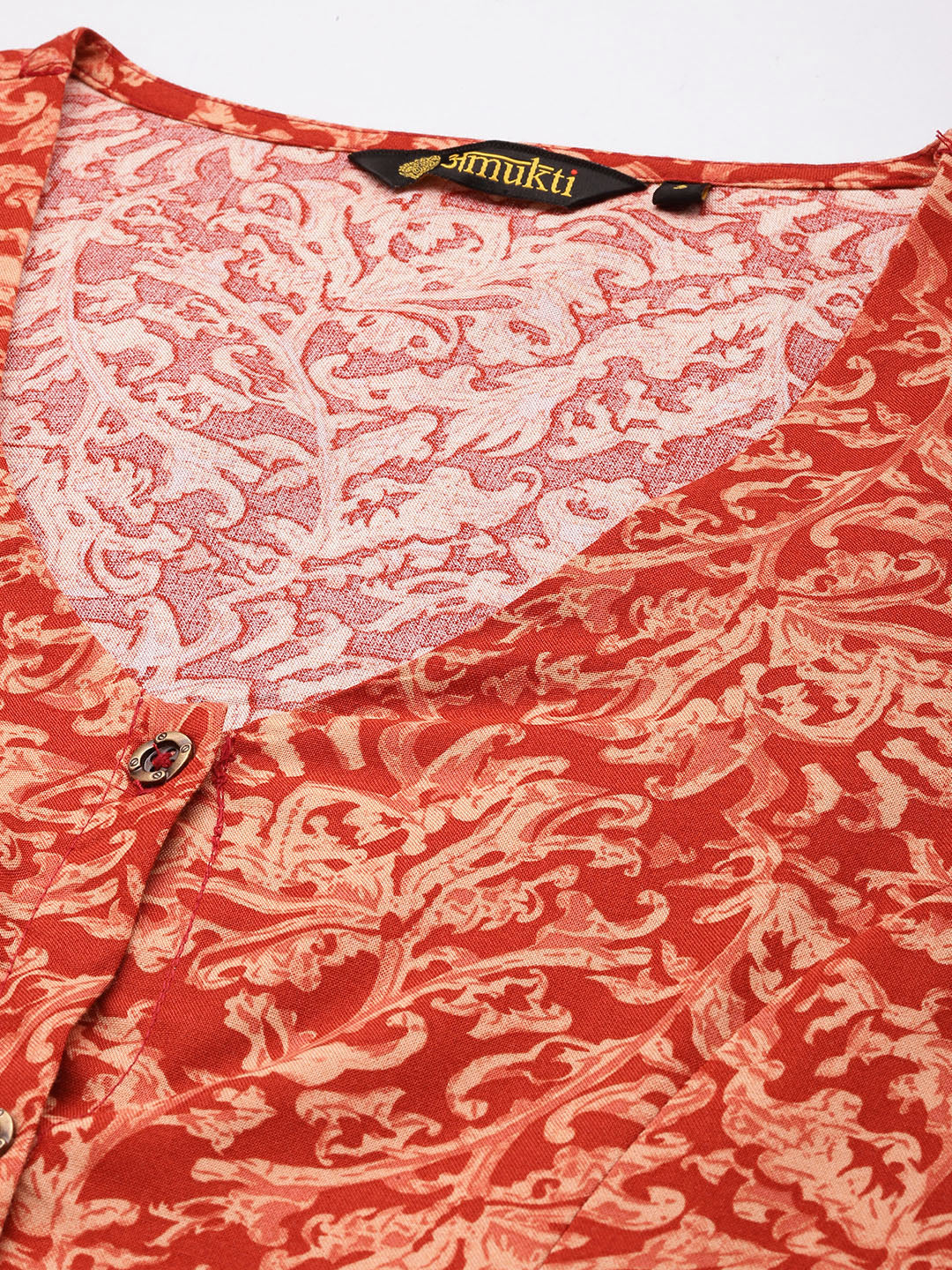 Red Floral Printed Kurta