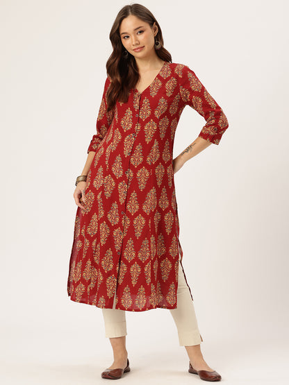 Red Printed Kurta