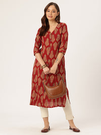 Red Printed Kurta