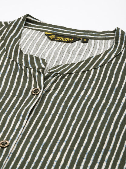 Black Striped A-Line Kurta