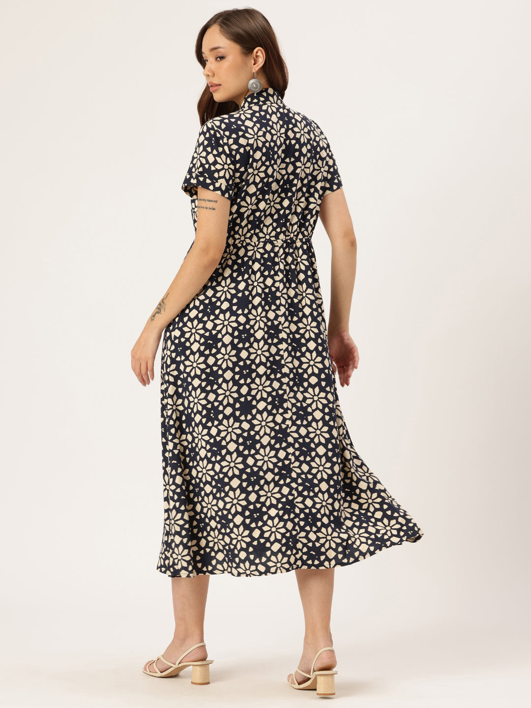Nay Blue Floral Printed Midi Dress