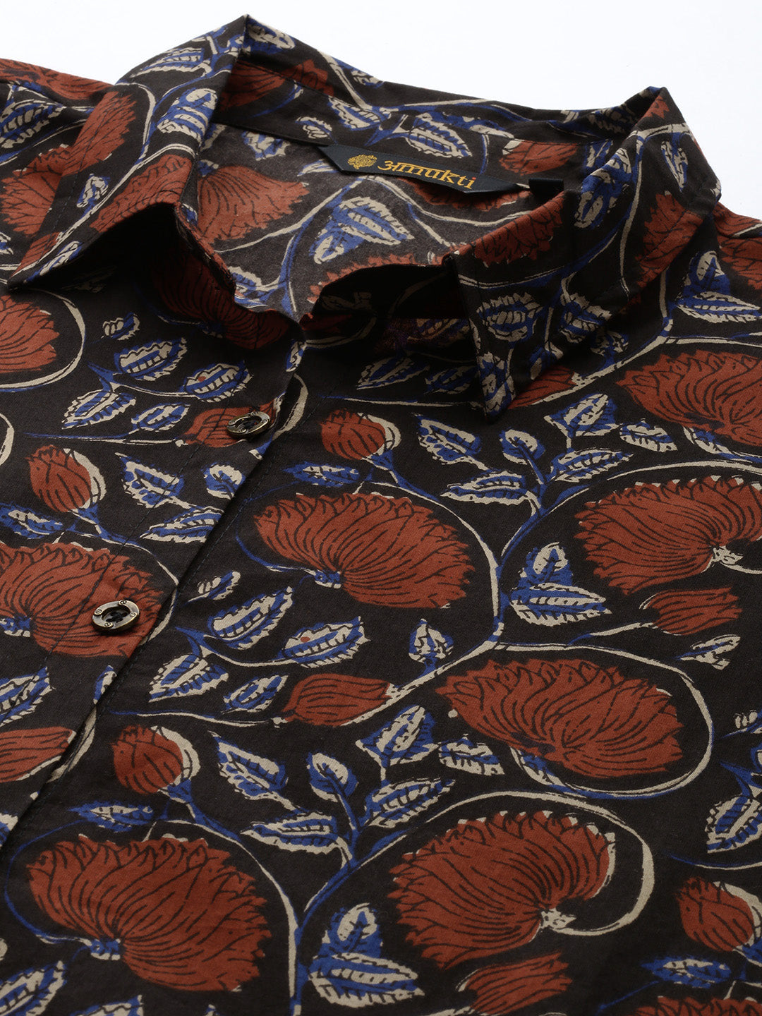 Maroon Pure Cotton Floral Printed Straight Kurta