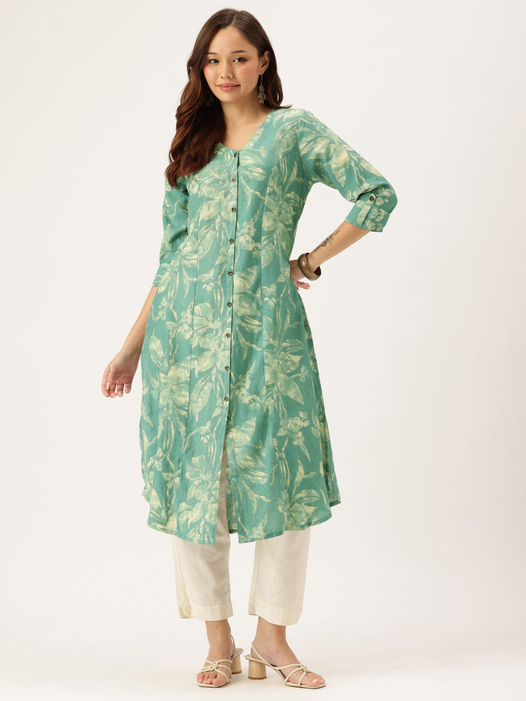 Teal Printed Kurta