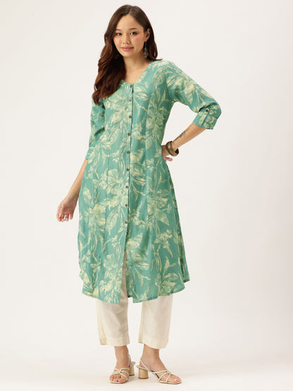 Teal Printed Kurta
