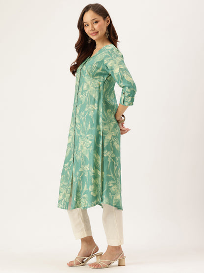 Teal Printed Kurta