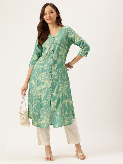 Teal Printed Kurta
