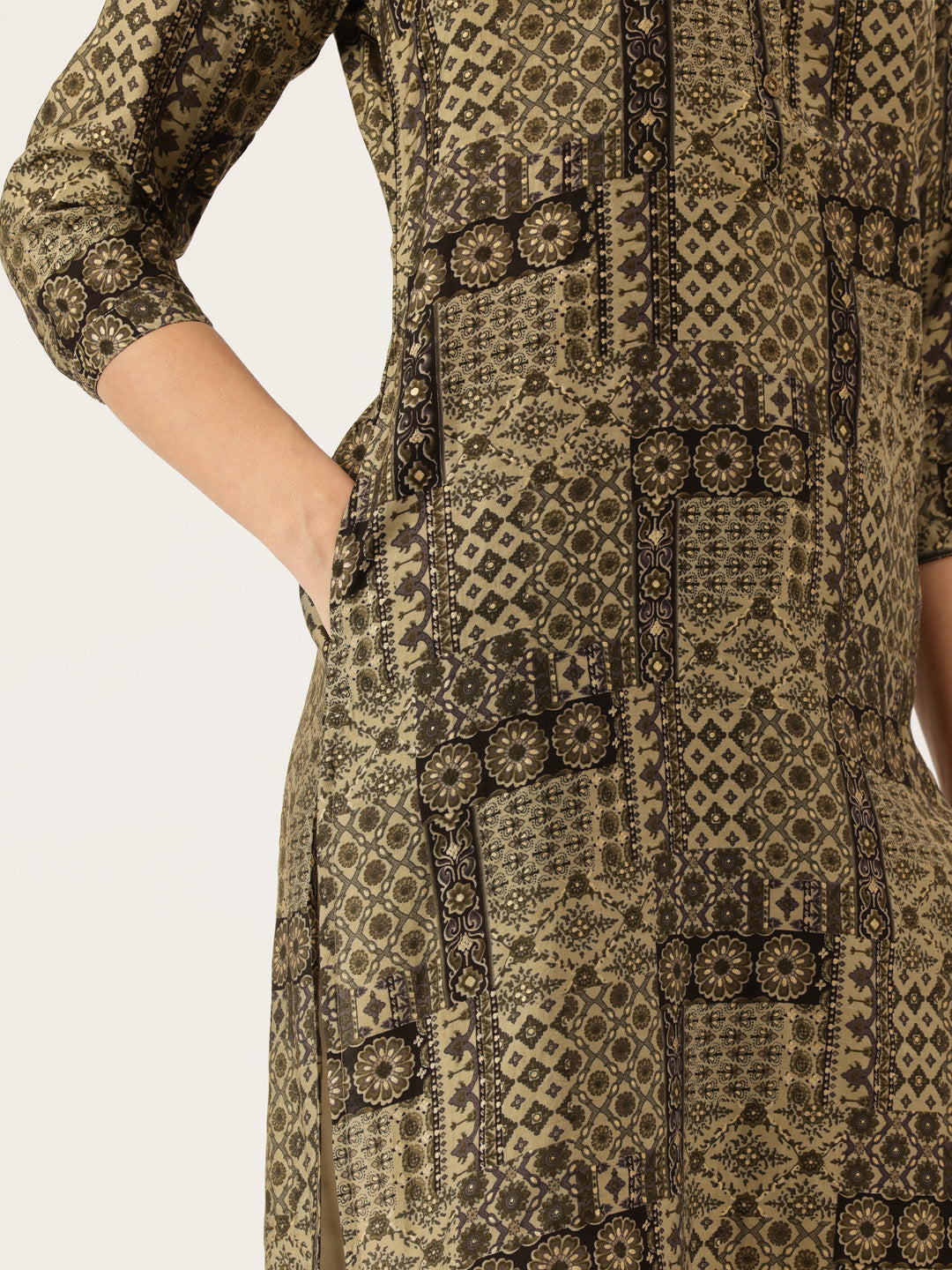Green Abstract Printed Kurta