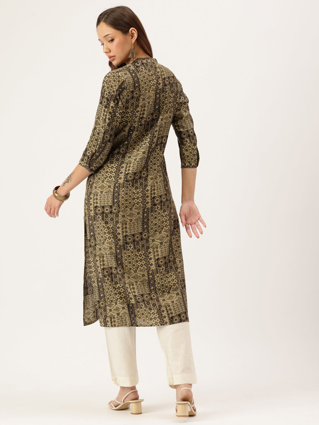 Green Abstract Printed Kurta