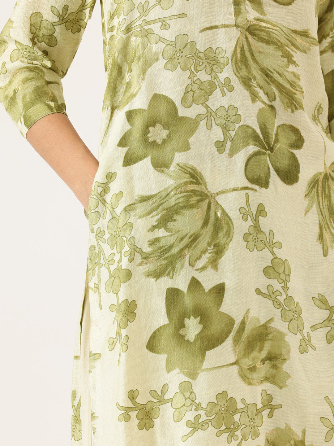 White Floral Printed Kurta