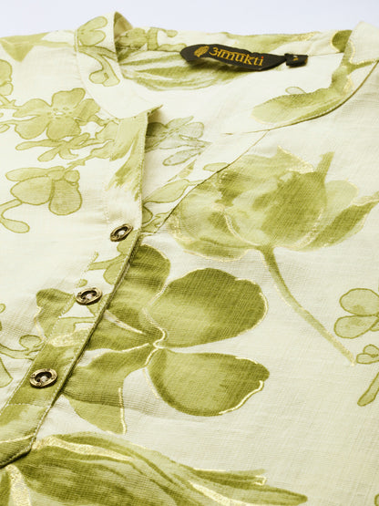 White Floral Printed Kurta