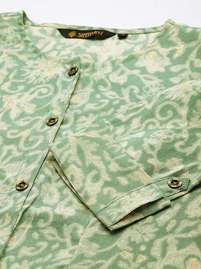 Teal Blue Floral Printed Kurta
