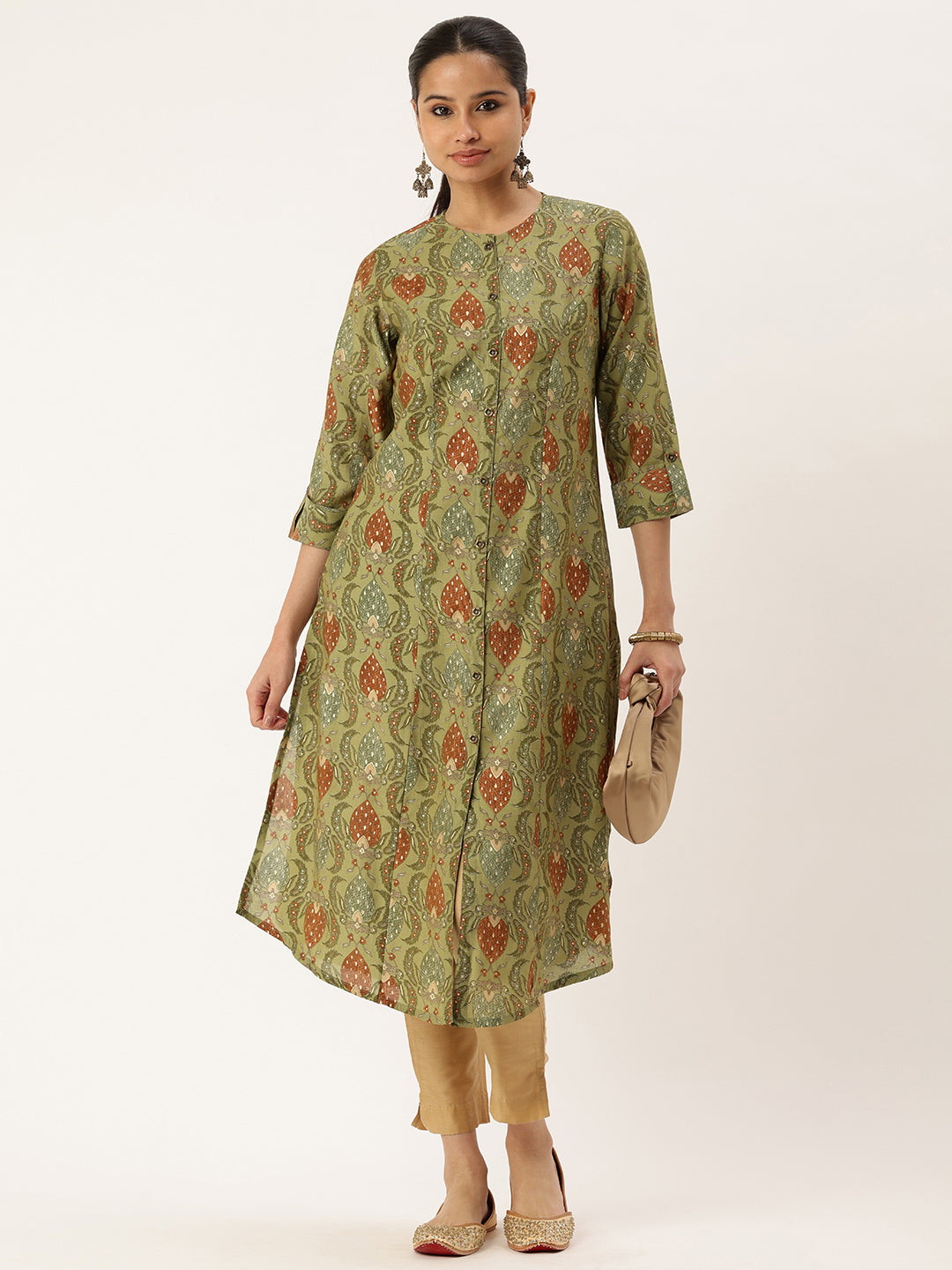 Green Floral Printed Kurta