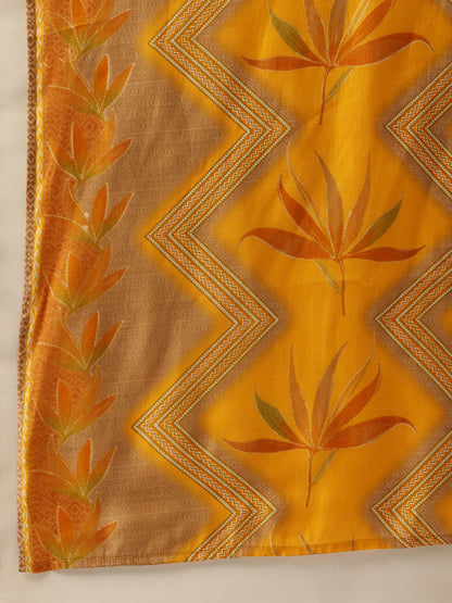 Yellow Floral Printed Regular Kurta with Trousers & With Dupatta