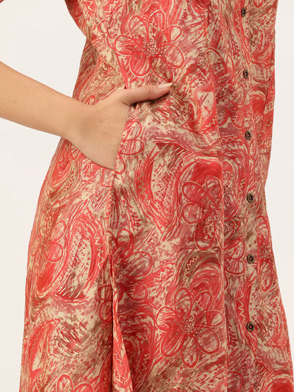 Pink Floral Printed Kurta with Trousers & With Dupatta, Kurta Dupatta Set, Pink Color Printed Kurta Dupatta Set, Pink Kurta Set, Festive Kurta Set, Traditional Wear