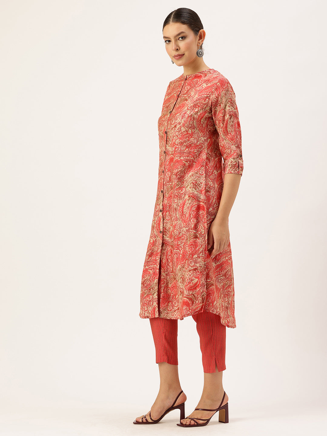 Pink Floral Printed Kurta with Trousers & With Dupatta, Kurta Dupatta Set, Pink Color Printed Kurta Dupatta Set, Pink Kurta Set, Festive Kurta Set, Traditional Wear