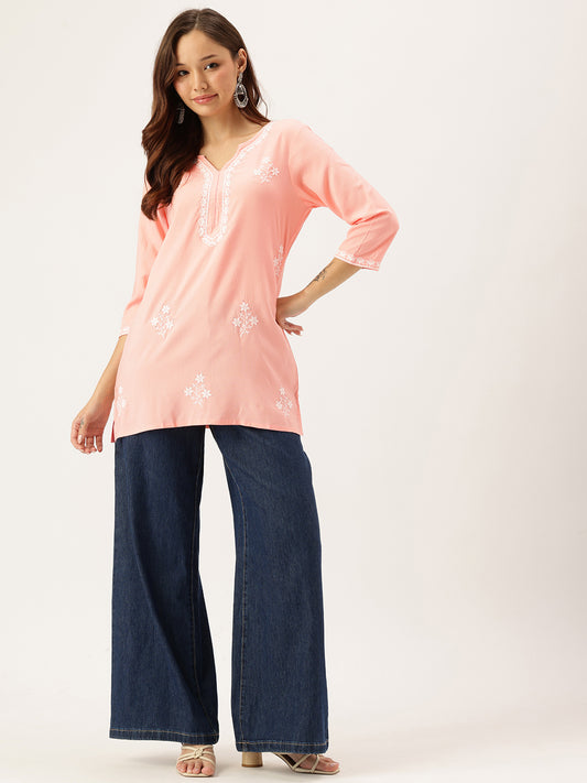 Peach Embroidered Ethnic Tunic