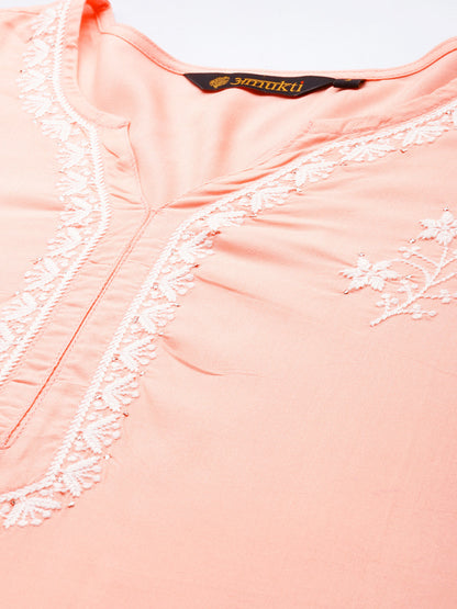 Peach Embroidered Ethnic Tunic
