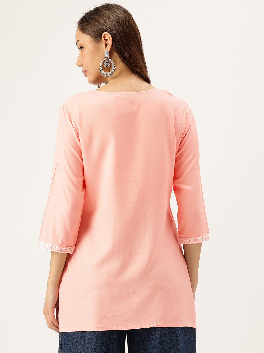 Peach Embroidered Ethnic Tunic