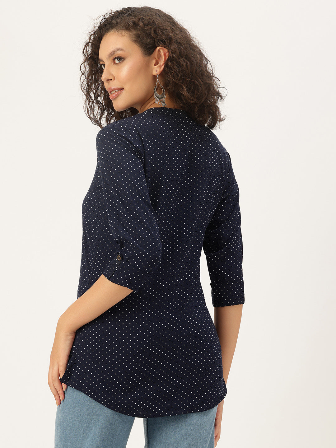 Blue Printed Short Kurta, Short Top, Short Kurta, blue tunic. 