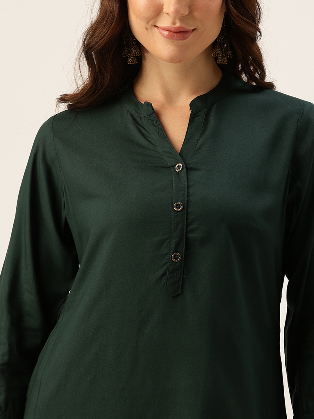 Green Solid Mandarin Collar Straight Kurta, Green Solid Mandarin Collar Straight Kurta, Solid Kurta, Plain Kurta, Green Kurta, Straight Kurta, Casual Wear Kurta