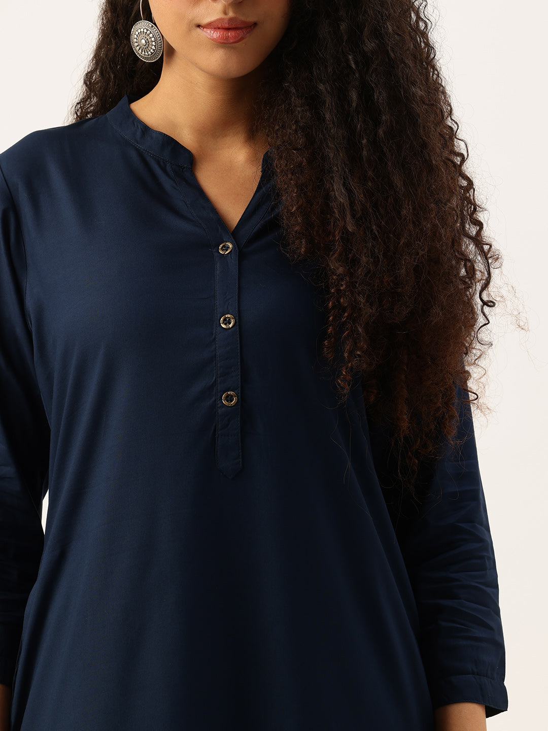 Cadet Blue Solid Mandarin Collar Straight Kurta, Solid Kurta, Plain Kurta, Blue Kurta, Straight Kurta, Casual Wear Kurta