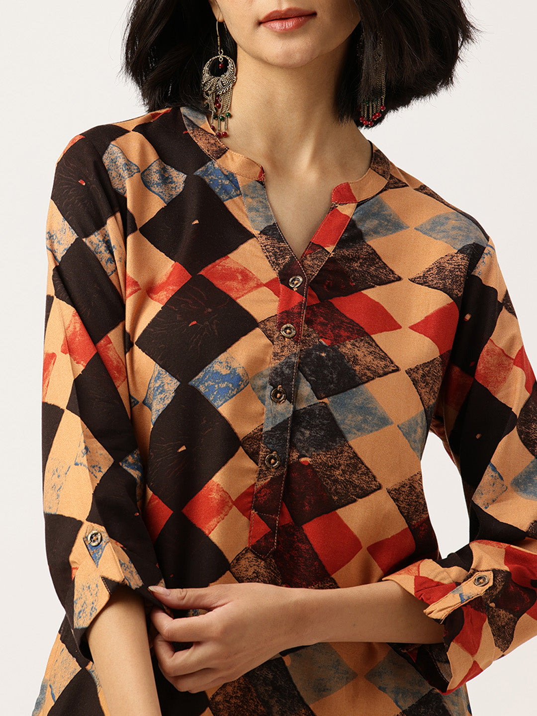 Black Printed Straight Kurta