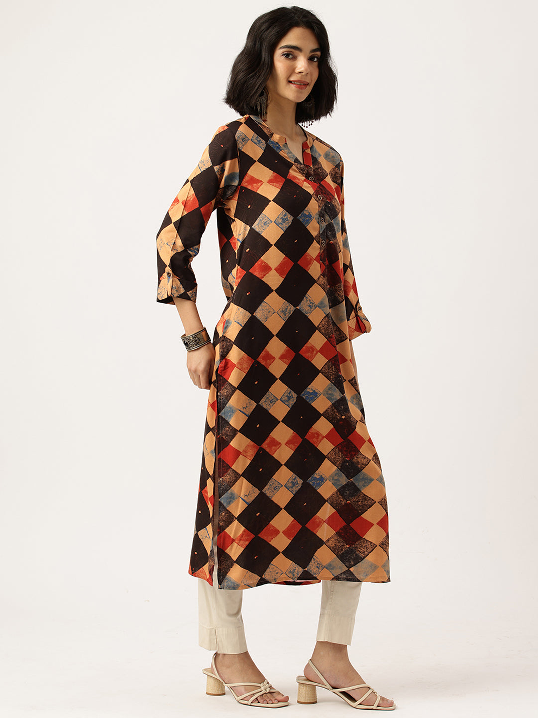 Black Printed Straight Kurta