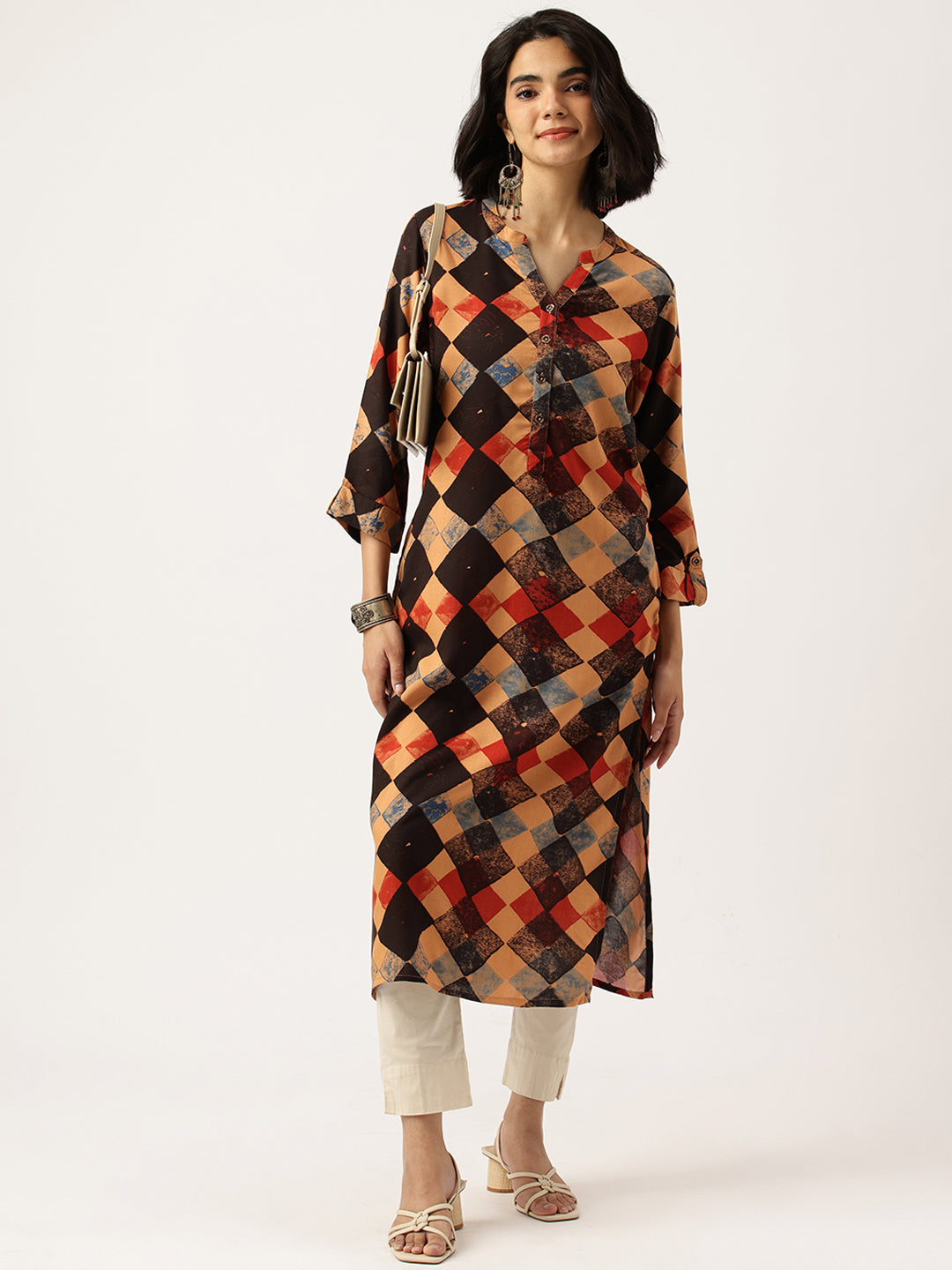 Black Printed Straight Kurta
