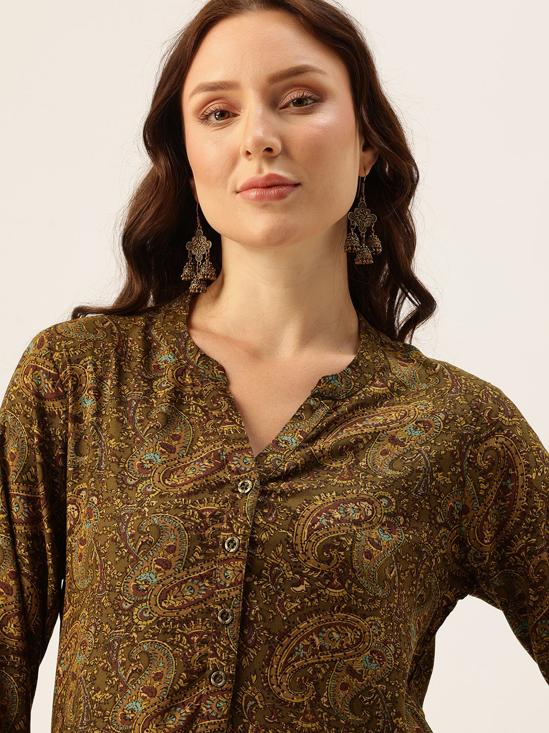 Green Paisley Printed straight Kurta, Green straight Kurta, Printed Kurta, Straight Kurta, Green Kurta, Ethnic Wear Kurta