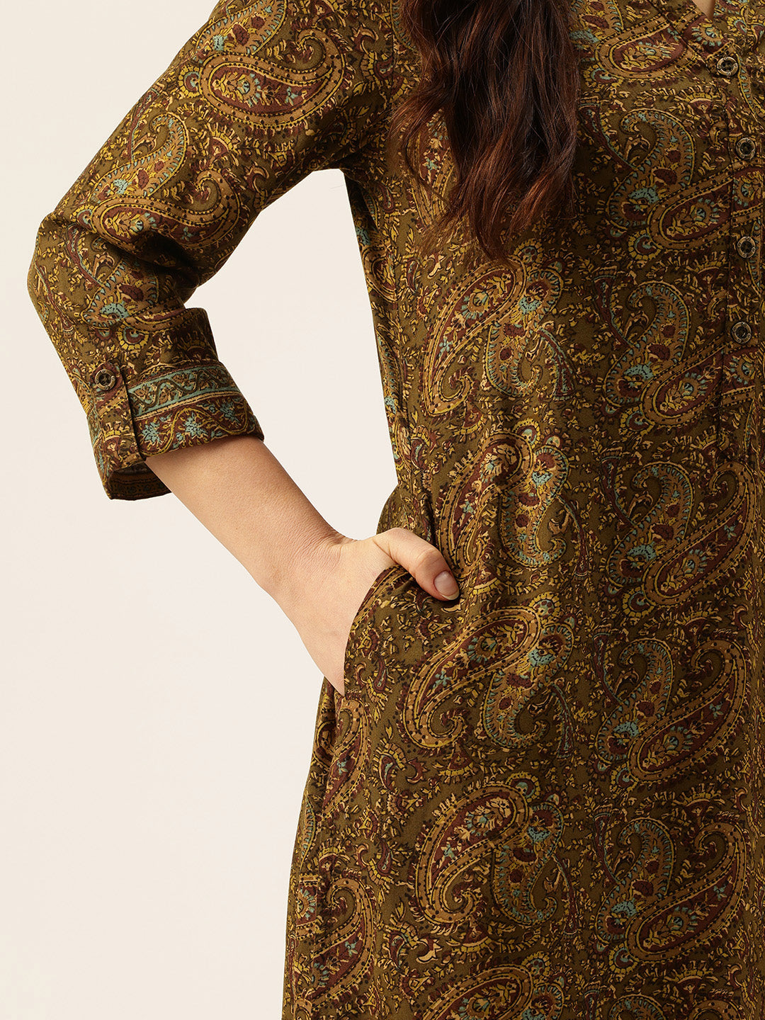 Green Paisley Printed straight Kurta, Green straight Kurta, Printed Kurta, Straight Kurta, Green Kurta, Ethnic Wear Kurta